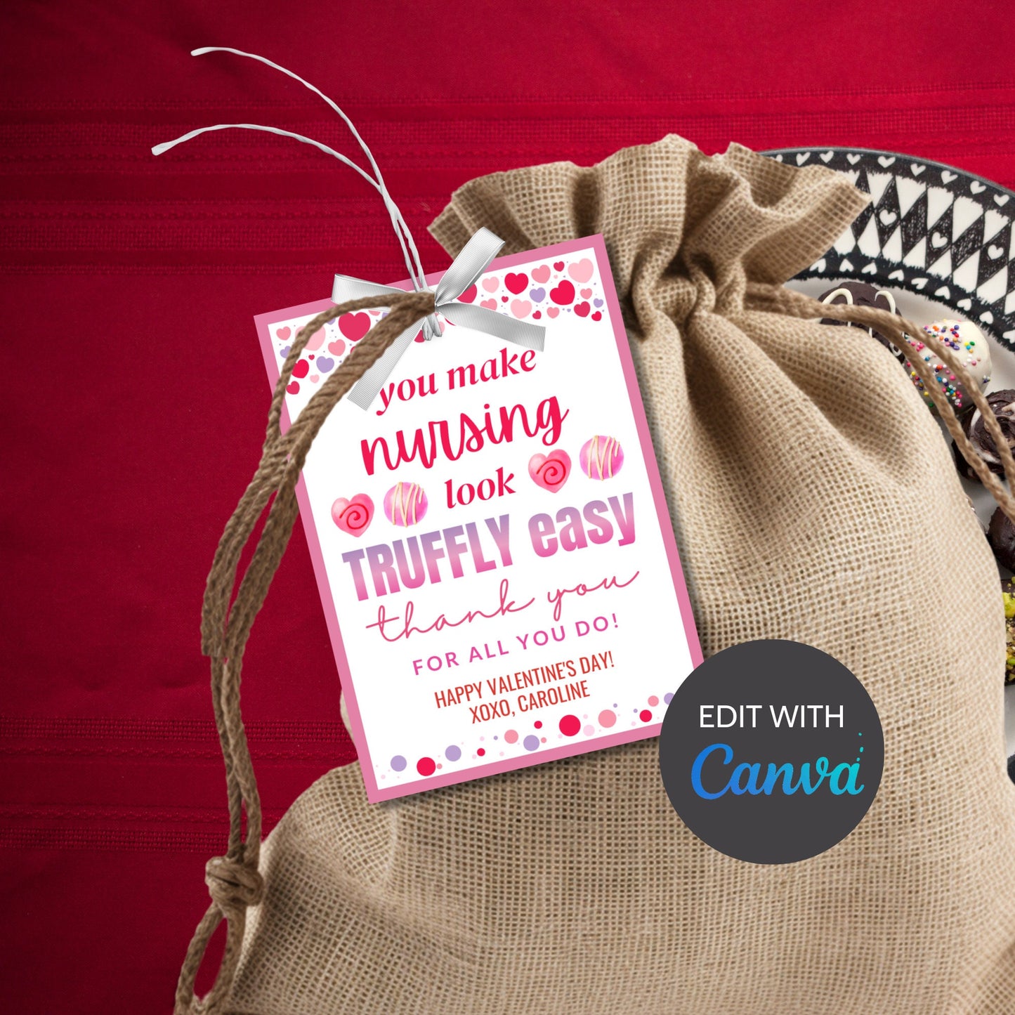 Printable Chocolate Gift Tag | Truffle Gift Tag | Valentine Teacher | Nurses Gift Tag | Coach Gift Tag | Employee Gift | Truffly Easy
