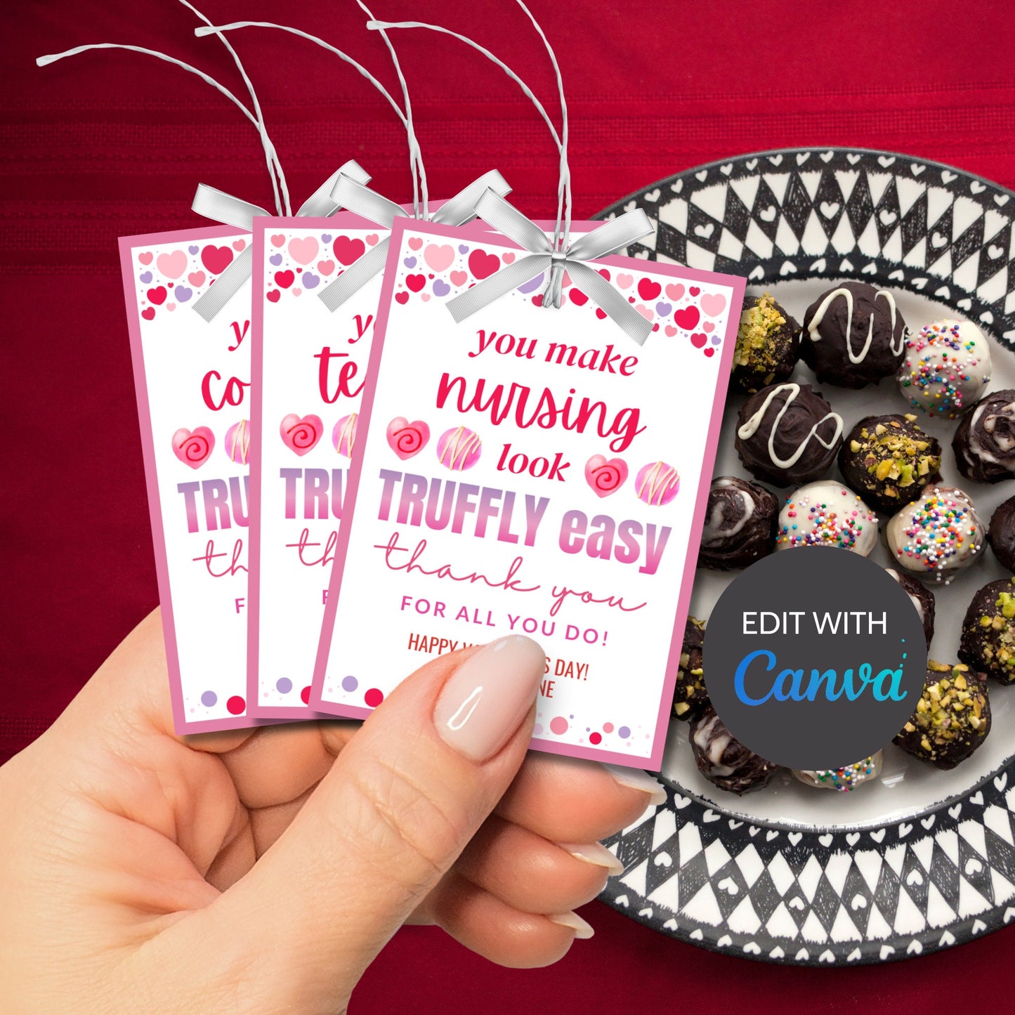 Printable Chocolate Gift Tag | Truffle Gift Tag | Valentine Teacher | Nurses Gift Tag | Coach Gift Tag | Employee Gift | Truffly Easy