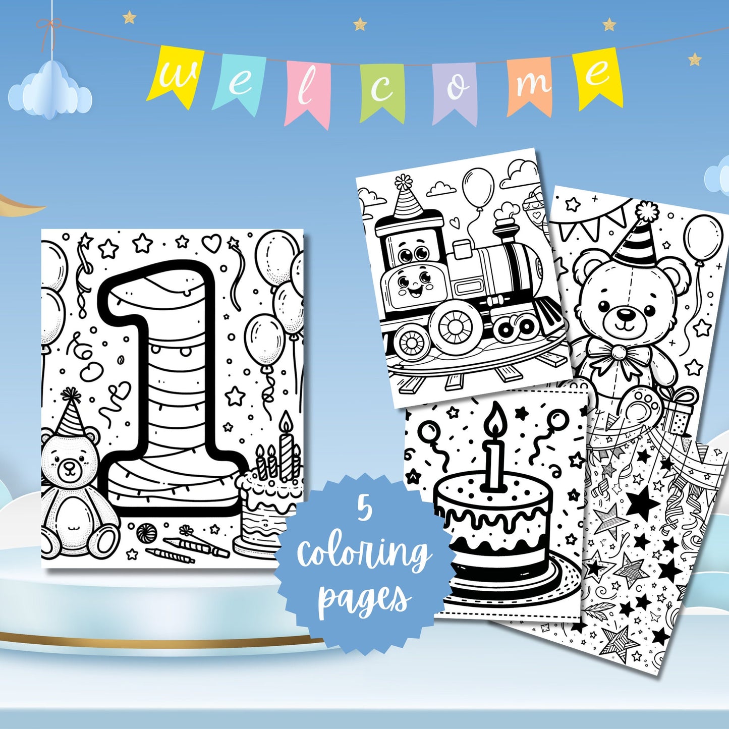 Instant Download | Boy Birthday Party Favor | Birthday Card Template | Personalized Birthday Party Mini Coloring Set | Kid's Birthday
