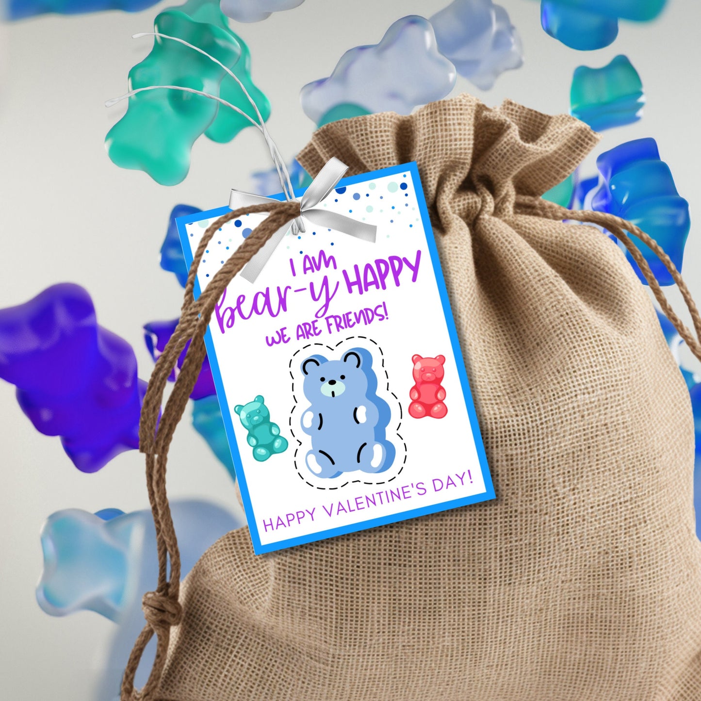 Printable Gummy Bear Valentine Tag from Boy| Gummy Bear Valentine Sticker | Classmate Friend School | Instant Download | Printable Valentine