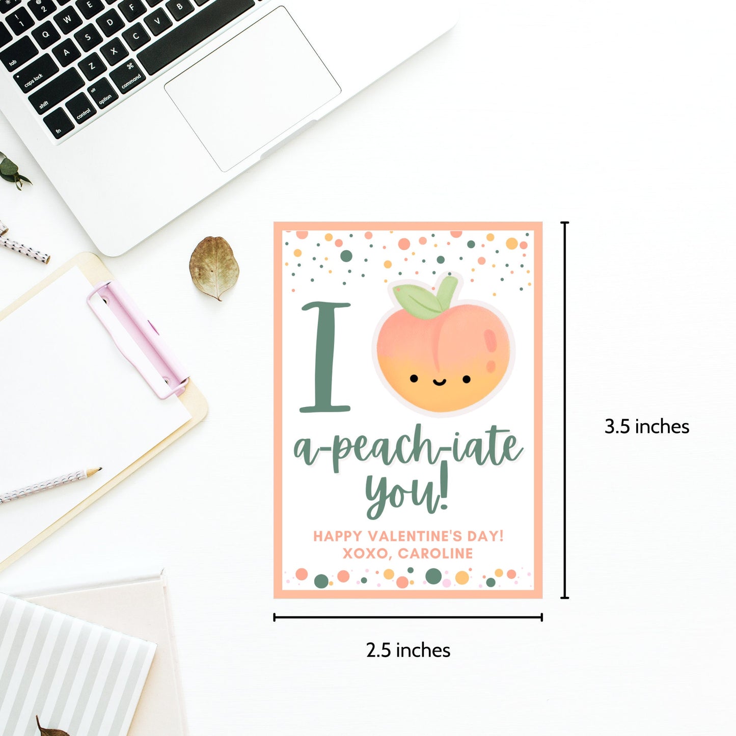 Printable Peach Valentine Tag | I Apeachiate You | Peach Fuzz Valentine Stickers | Instant Download | New Year | Teacher Friend School PTA