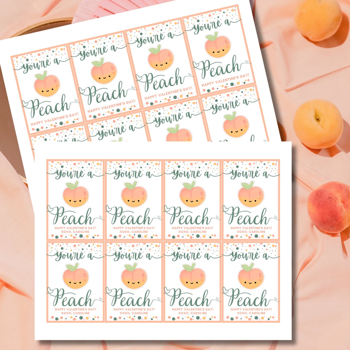 Printable Peach Valentine Tag | Youre a Peach | Peachy Fuzz Valentine Stickers | Instant Download | New Year | Teacher Friend School PTA