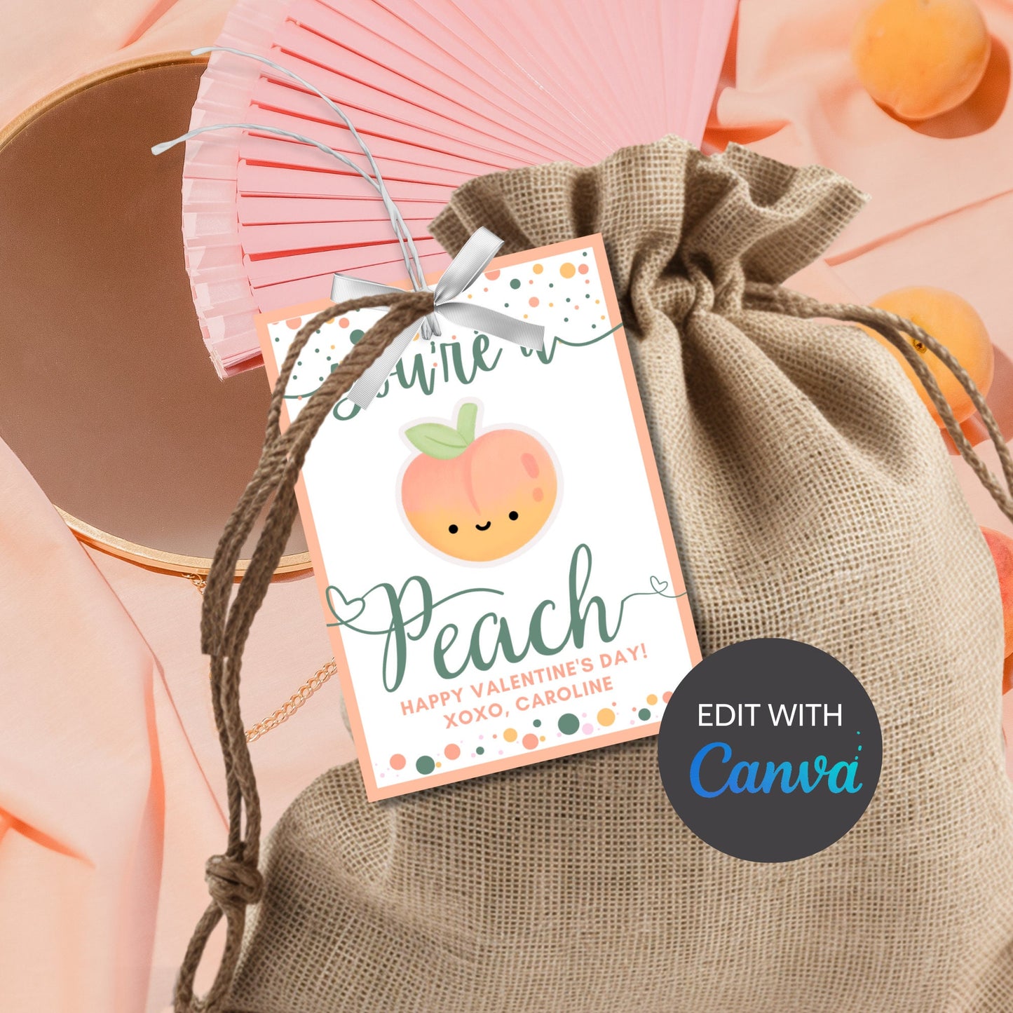 Printable Peach Valentine Tag | Youre a Peach | Peachy Fuzz Valentine Stickers | Instant Download | New Year | Teacher Friend School PTA