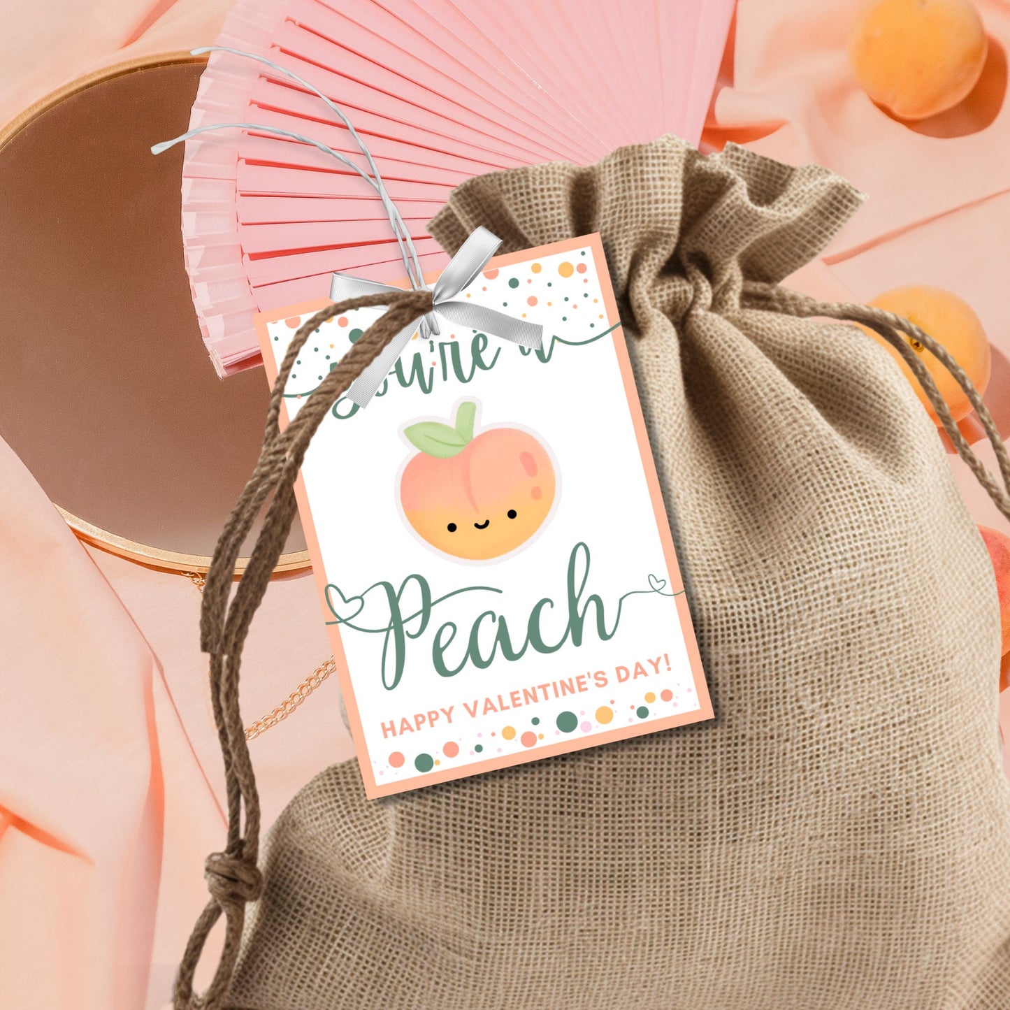 Printable Peach Valentine Tag | Youre a Peach | Peachy Fuzz Valentine Stickers | Instant Download | New Year | Teacher Friend School PTA