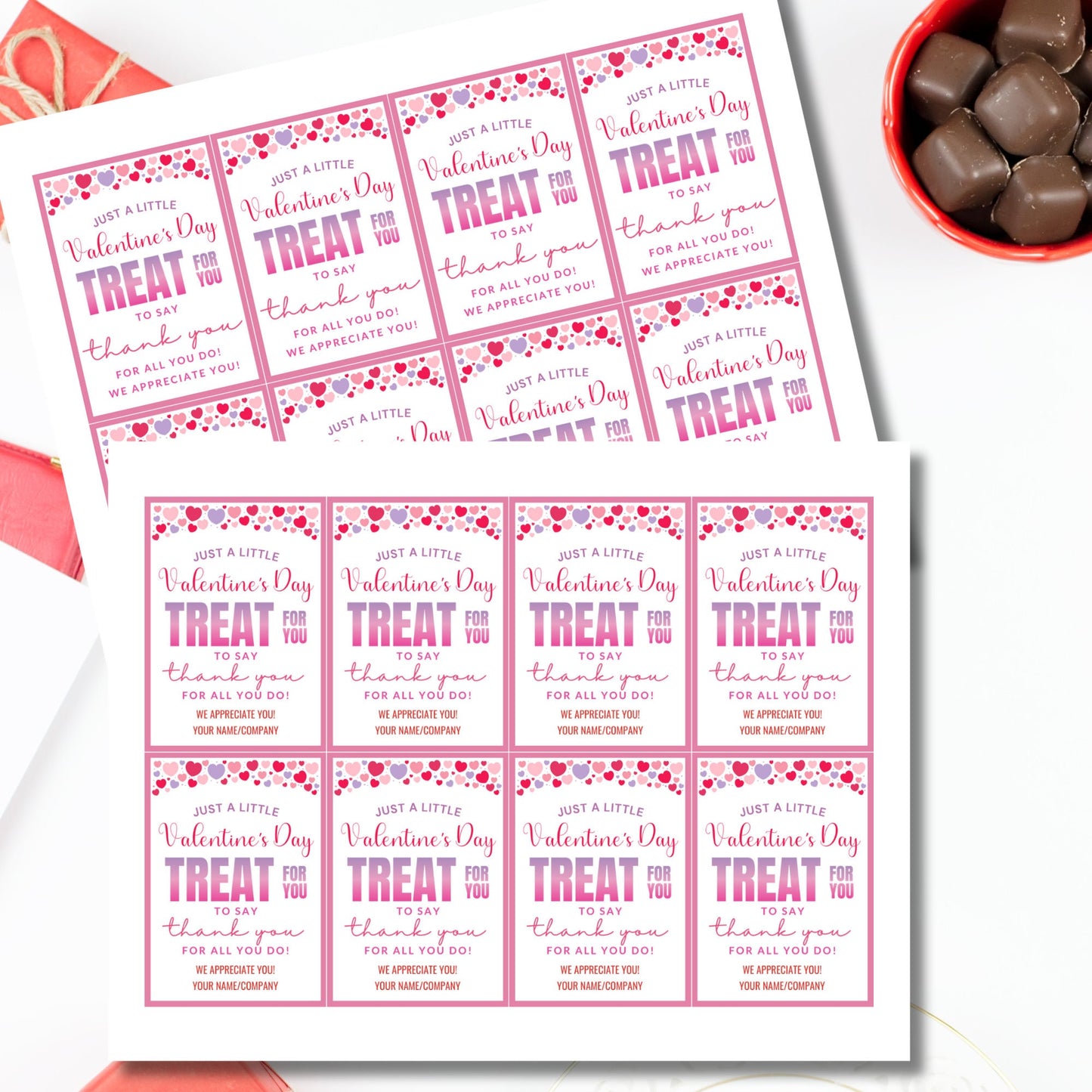 Just a Little Valentines Day Treat Printable Editable Gift Tag | Chip Valentine's Day Kids | Valentine's Day Tag | Valentine Card Label