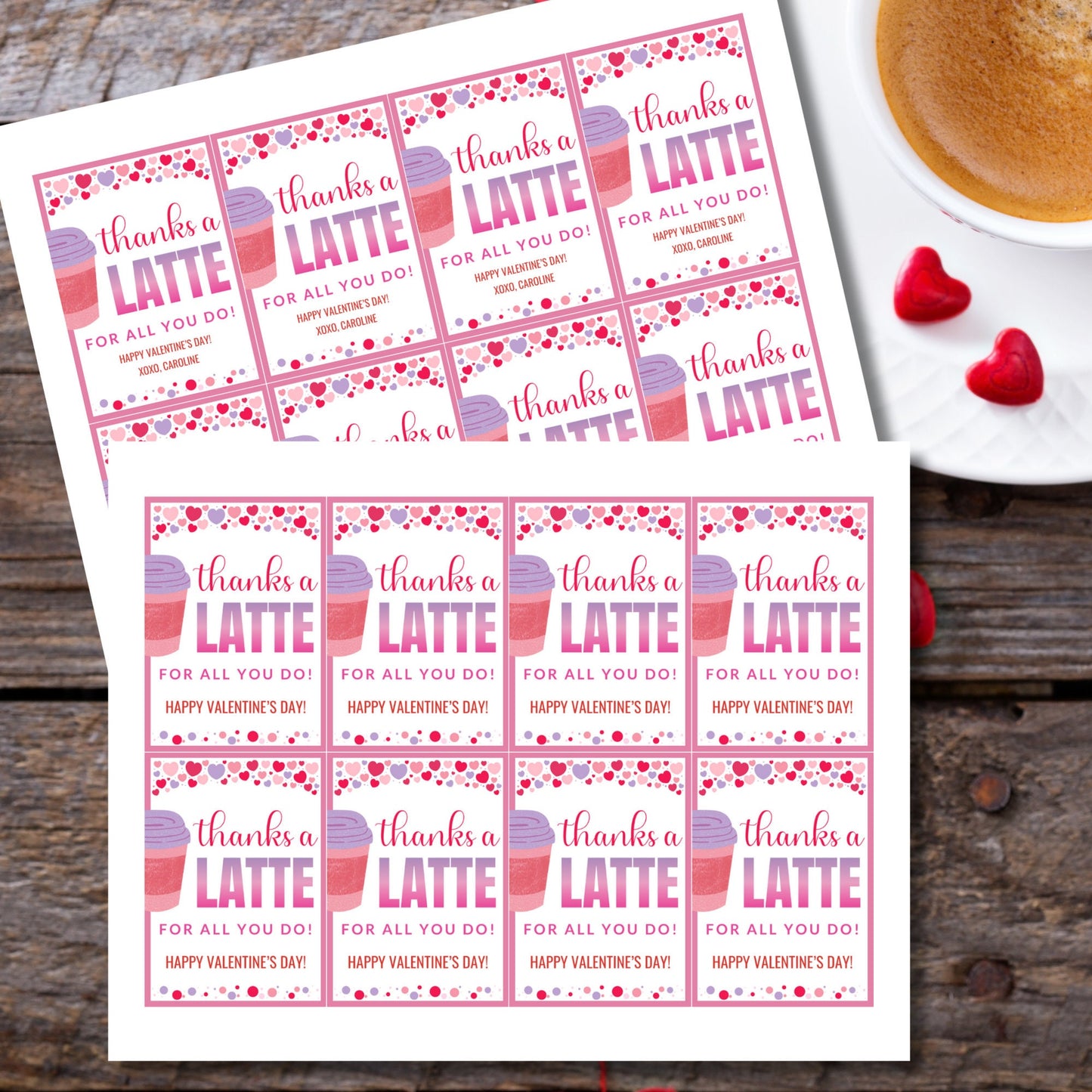 Coffee Gift Tag | Thanks A Latte | Valentine Teacher Present | Teacher Gift Card Holder | Teacher Appreciation Gift | Employee Gift