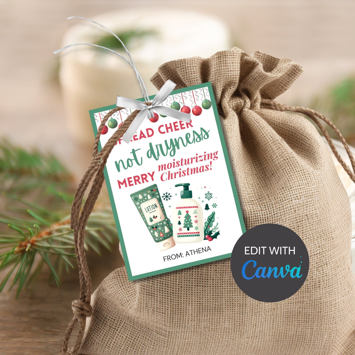 Christmas Lotion Tag For Christmas Gifts Tag, Skin, Girl, Fashion, Beauty, Teacher Gift Lotion | Lotion Gift | Merry Moisturizing Christmas