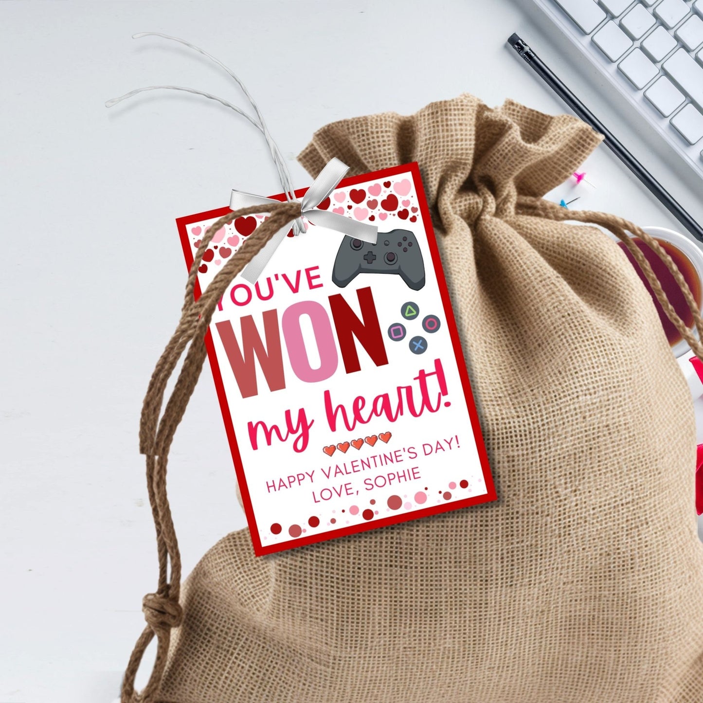 Printable Gamer Valentine | Classroom Valentine | Youve Won My Heart | Easy Valentine | Editable Video Game Valentine | Instant Download