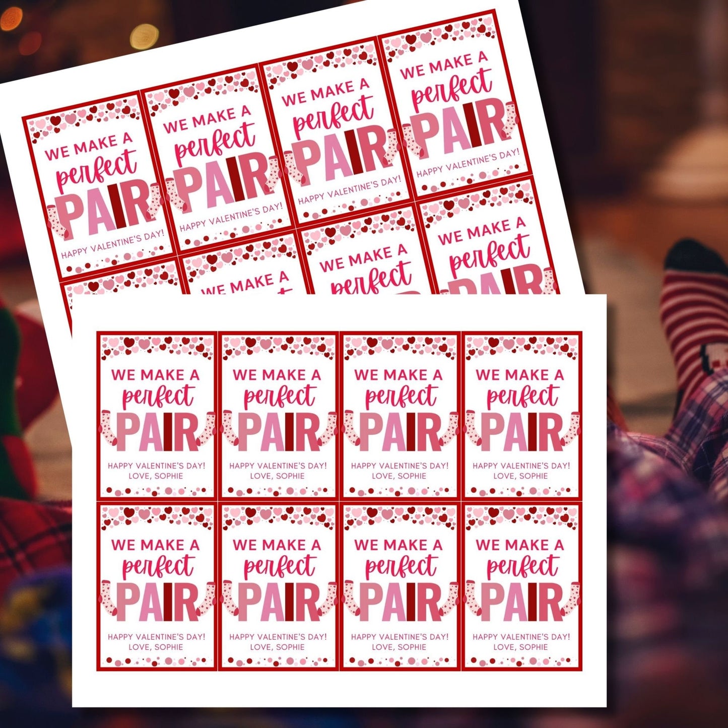 Printable Socks Tag | Valentines Day | Instant Download | VDay Party Diy Printable Tags | Friend Classmate Coworker | Valentines Gift Tags