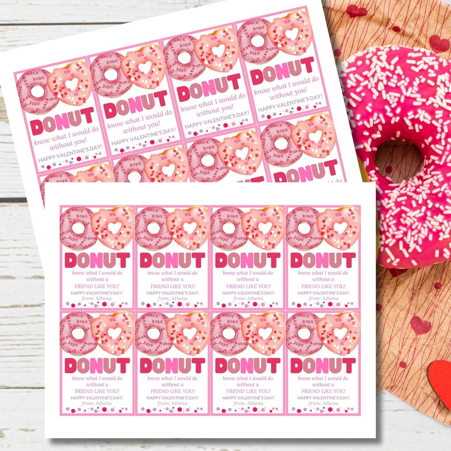 Printable Donut Know What I Would Do Without You | Dunkin Donut Tag | Valentine Favor Tags | Friend Like You | Donut Stickers