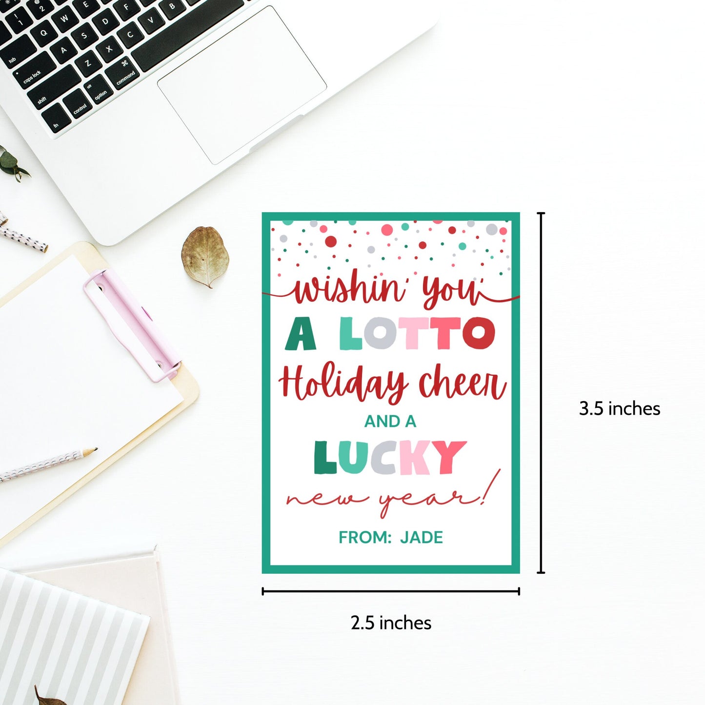 Printable Lotto Gift Tag, Wishing You a Lotto Holiday Cheer, Lottery Editable Tag, Personalize with Canva, Instant Download