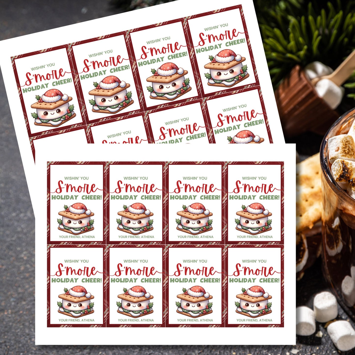 Christmas Tags Neighbor, Wishing You Smore Holiday Cheer, Christmas Smore Tag Printable, Christmas Favor, Holiday Treats Classroom