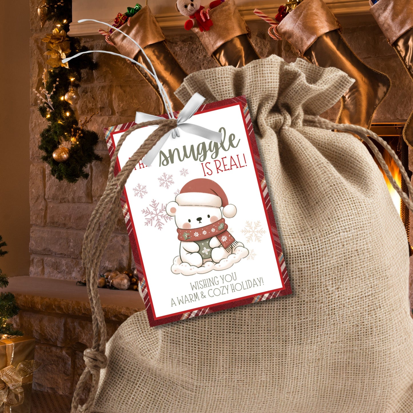 Secret Santa, The Snuggle Is Real, Editable The Snuggle Is Real Christmas Gift Tags, White Elephant Instant Download