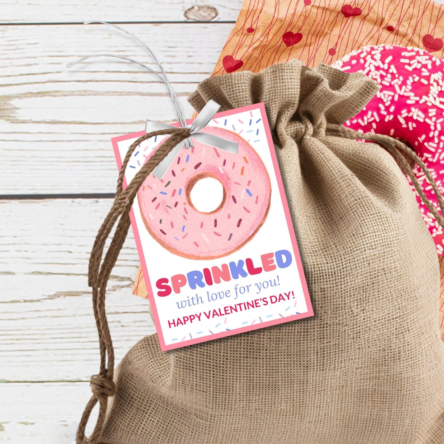 Printable Donut Sprinkles Tag | Valentine School Friend Teacher Gift | Donut Theme | Donut Stickers | Edit Yourself Instant Download