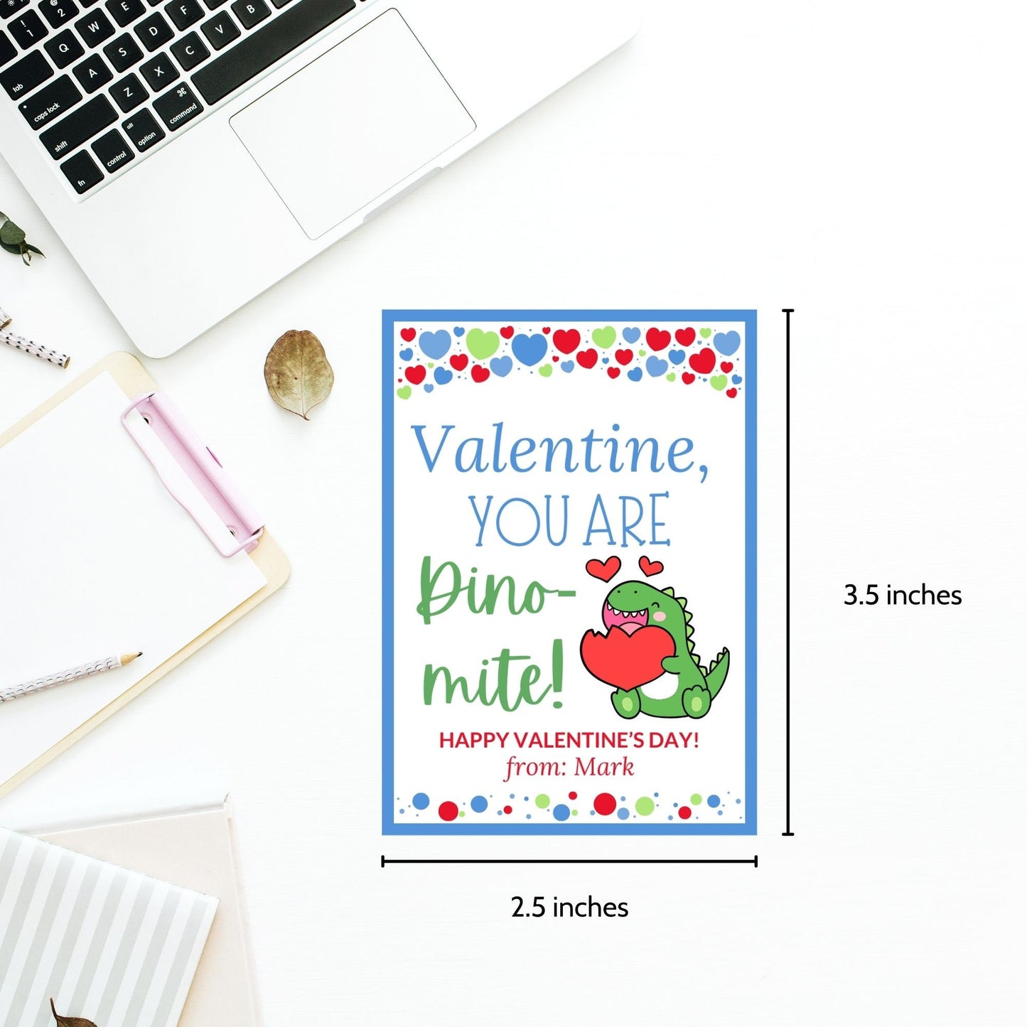 Printable Dinosaur Valentines Day Tag From Boy | Dino-Mite Valentine | Printable Valentine | V Day Cards Dinosaur Valentine Favor Tags
