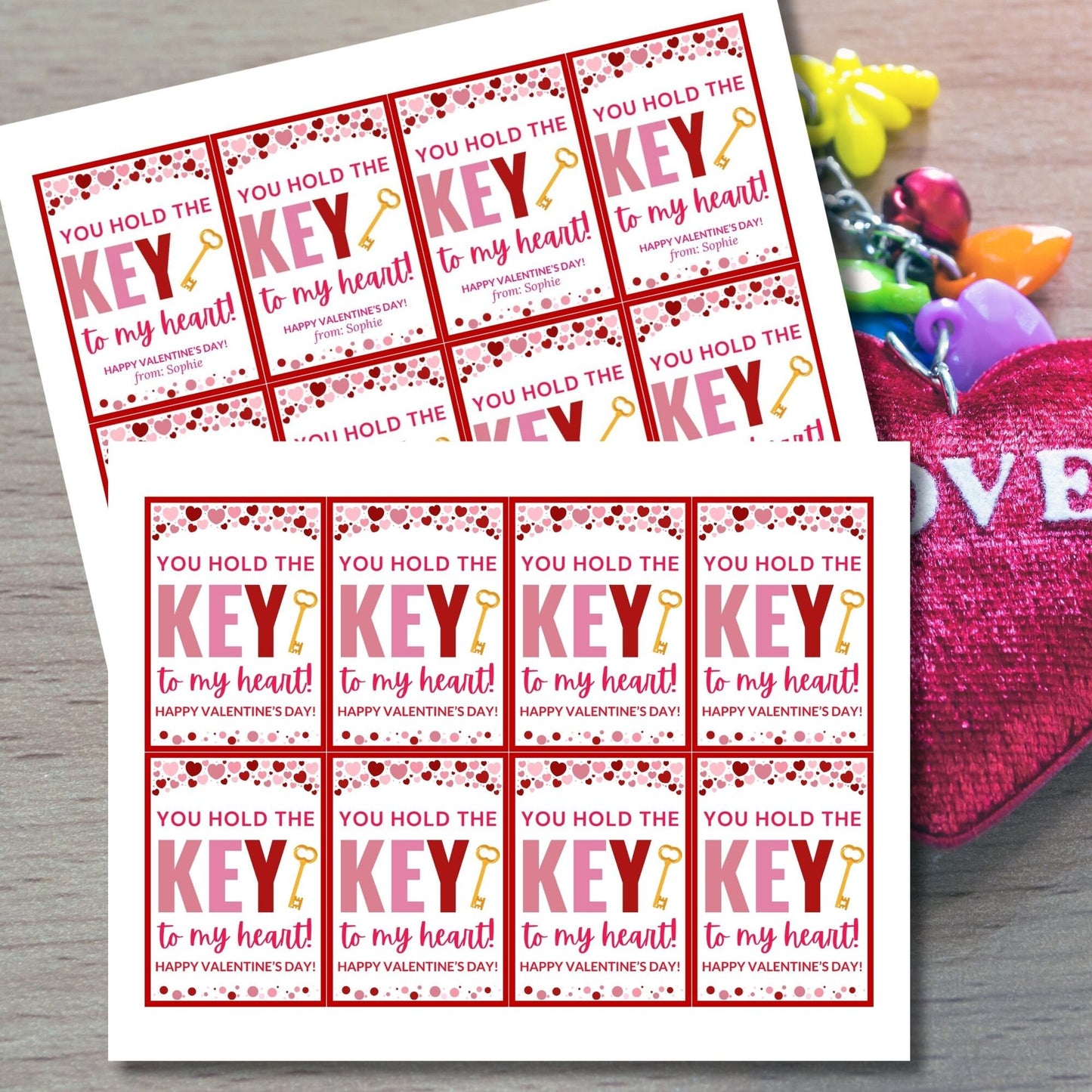 Printable Personalized Keychain | Valentine Accessories | Backpack Tag | Valentine Keychain | Couples Gift | Valentines Day | Bag Tag