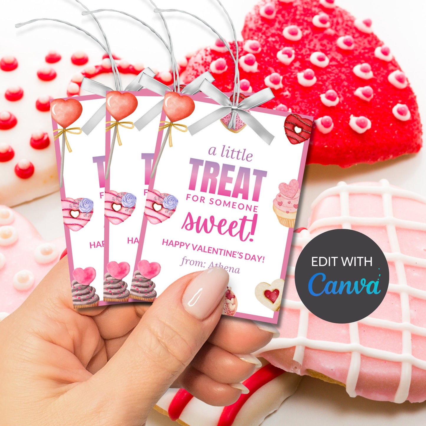 Cookie Tags | Printable Valentine Treat Tag | Valentine'S Day Tags | Instant Download | Pto Editable Template | Valentines Favor Tag