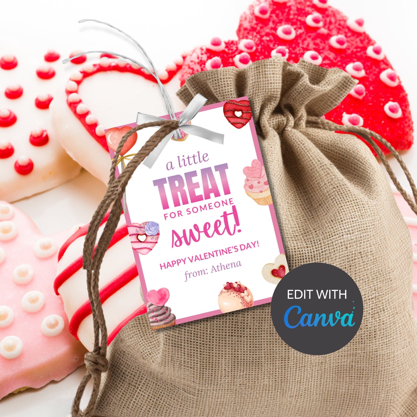 Cookie Tags | Printable Valentine Treat Tag | Valentine'S Day Tags | Instant Download | Pto Editable Template | Valentines Favor Tag