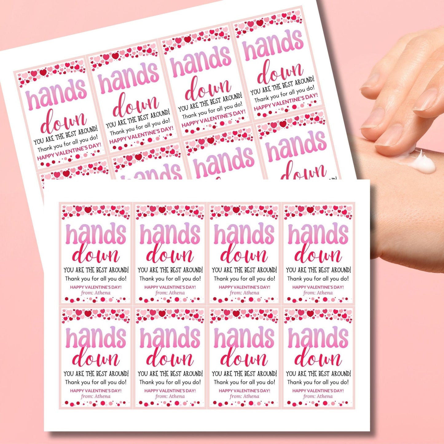 Printable Editable Teachers Valentines Day Gift Tag Hands Down You Are The Best Gift Tag Hand Lotion Teachers Appreciation Tag