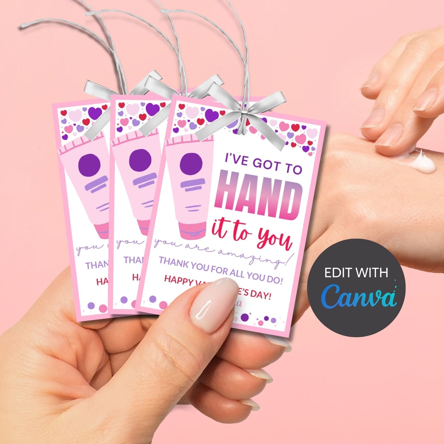 Printable Editable Teachers Valentines Day Gift Tag Hand It To You Are The Best Gift Tag Hand Lotion Teachers Appreciation Tag