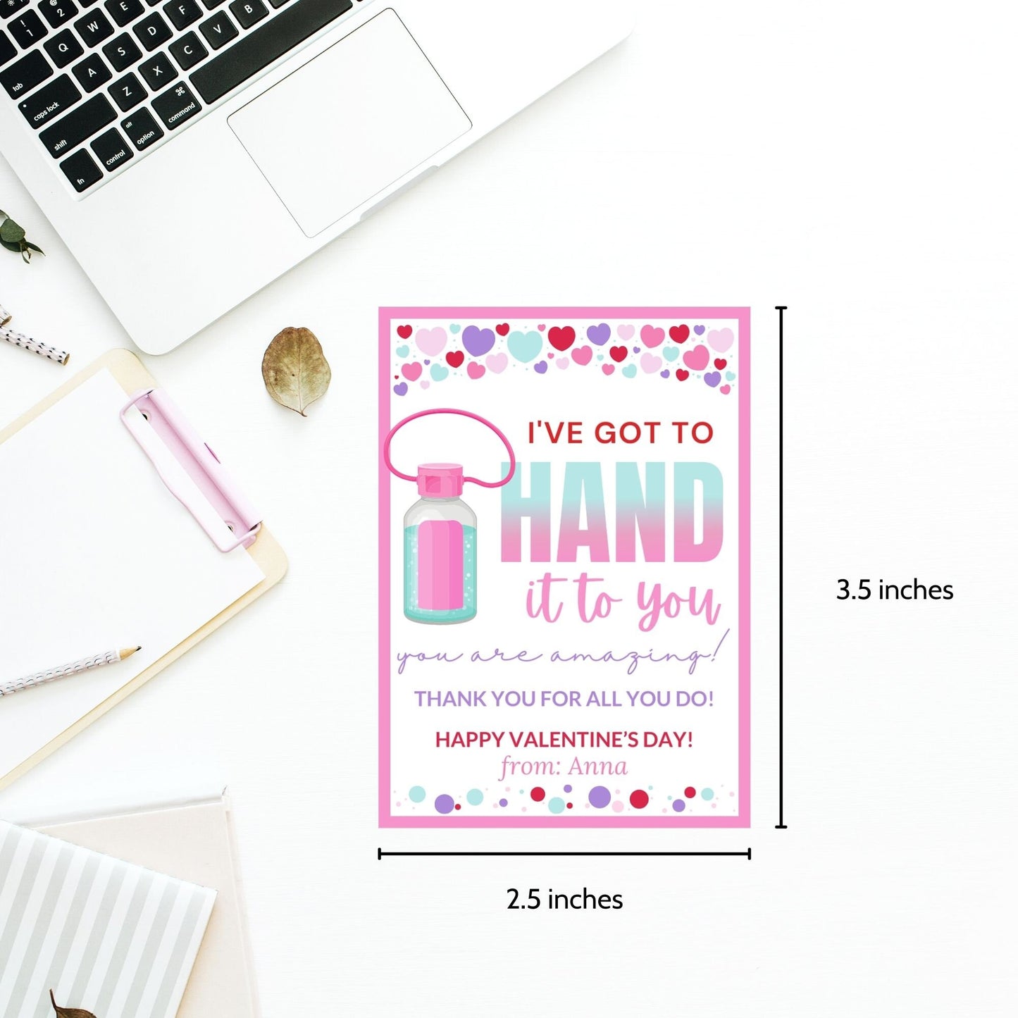 Printable Editable Teachers Valentines Day Gift Tag Hand It To You Are The Best Gift Tag Hand Sanitizer Teachers Appreciation Tag