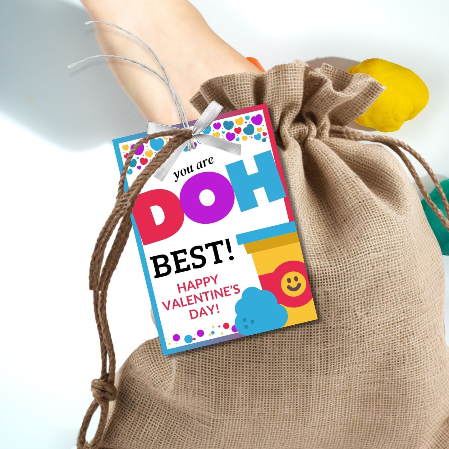 Printable Editable Play-Doh Valentines Tag | Instant Download | From Girl Boy | Class Valentines Party | Printable Valentine Cards For Kids