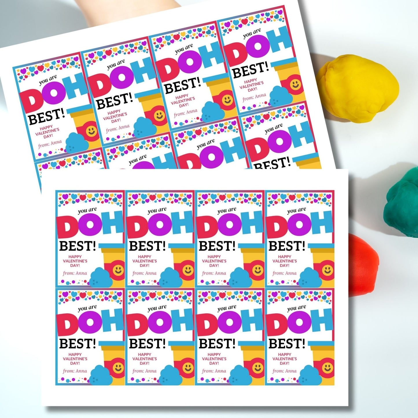 Printable Editable Play-Doh Valentines Tag | Instant Download | From Girl Boy | Class Valentines Party | Printable Valentine Cards For Kids