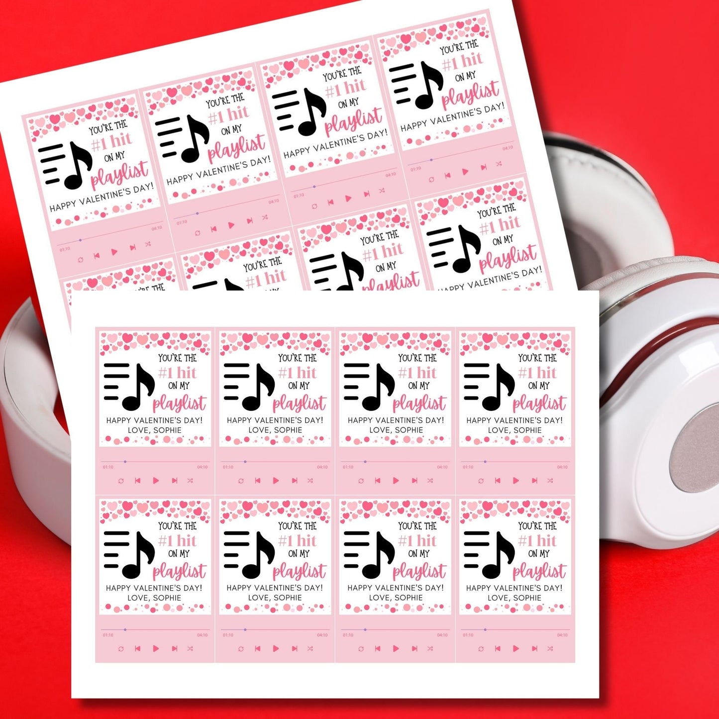 Printable Editable Music Lover Artist Valentines Gift | Anniversary Gift Present | Vintage Vinyl Record | Valentines Sticker | Lover Gift