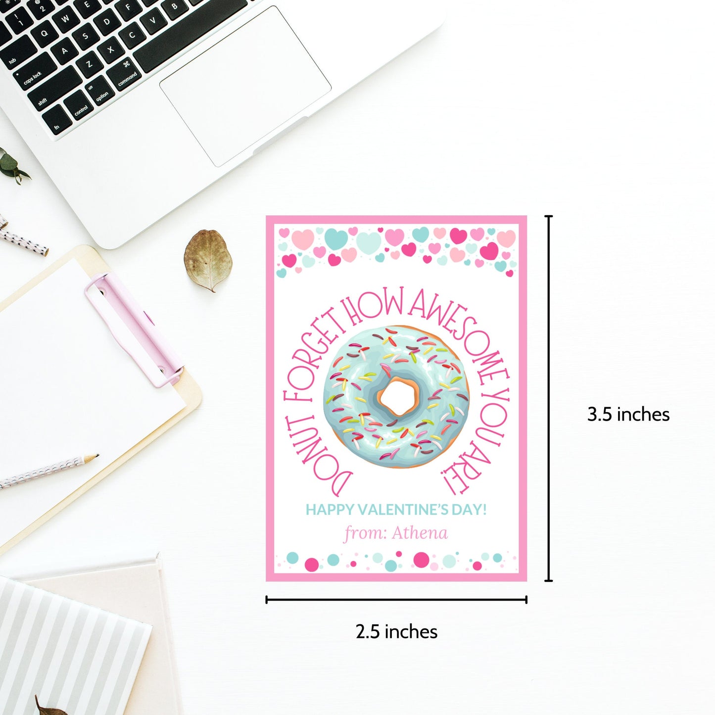 Donut Valentines Day Printable Gift Tag | Donut Forget How Awesome You Are | Dunkin Donut Tag | Valentine Favor Tag | Friend Like You