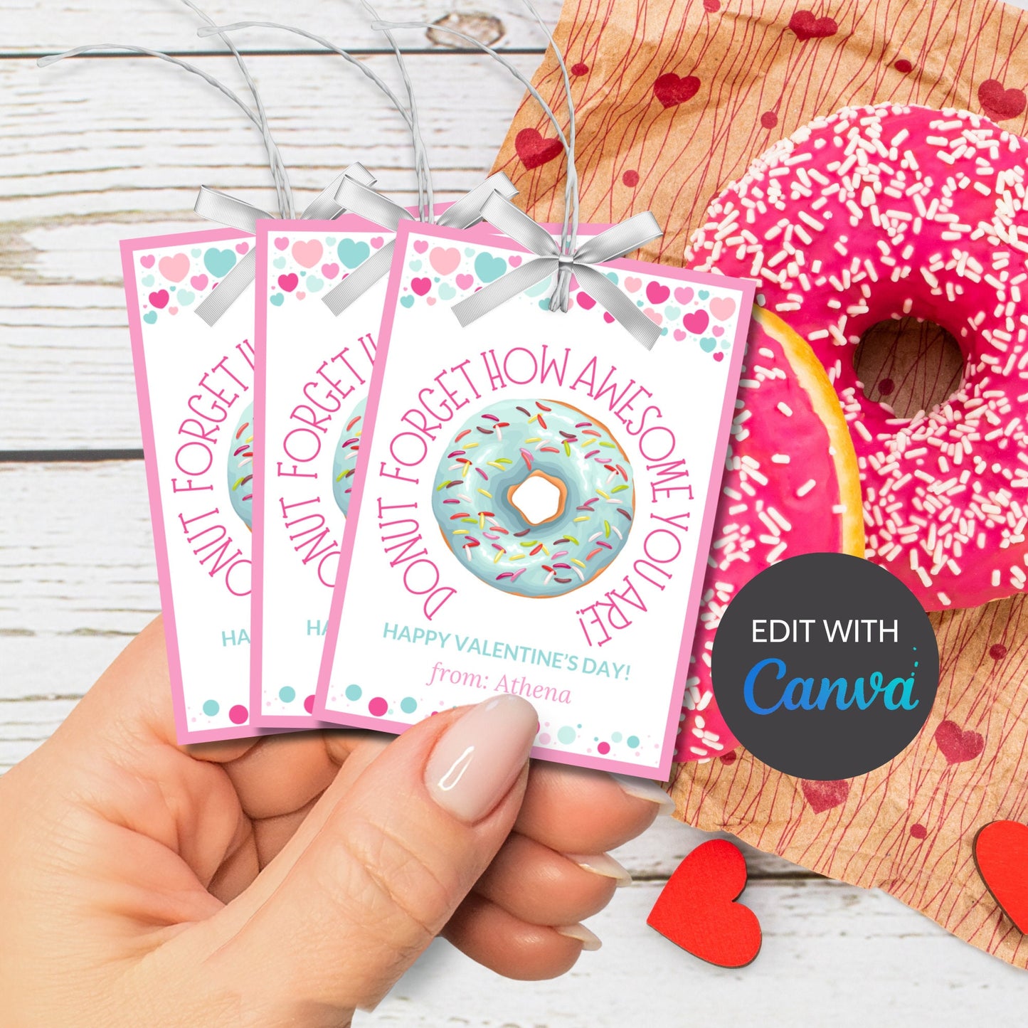 Donut Valentines Day Printable Gift Tag | Donut Forget How Awesome You Are | Dunkin Donut Tag | Valentine Favor Tag | Friend Like You