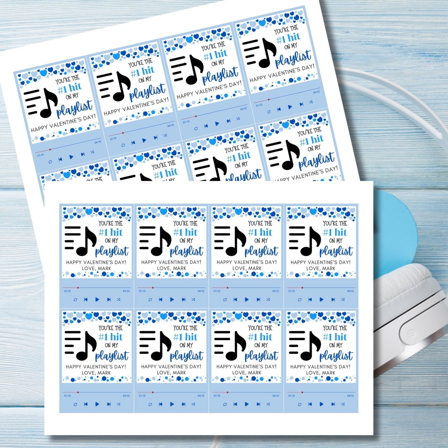 Printable Editable Music Lover Artist Valentines Gift From For Boy | Guitarist Band | Vintage Vinyl Record | Valentines Sticker | Lover Gift