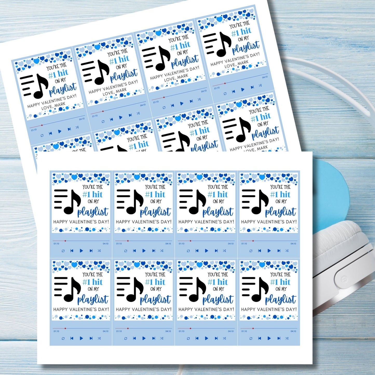 Printable Editable Music Lover Artist Valentines Gift From For Boy | Guitarist Band | Vintage Vinyl Record | Valentines Sticker | Lover Gift