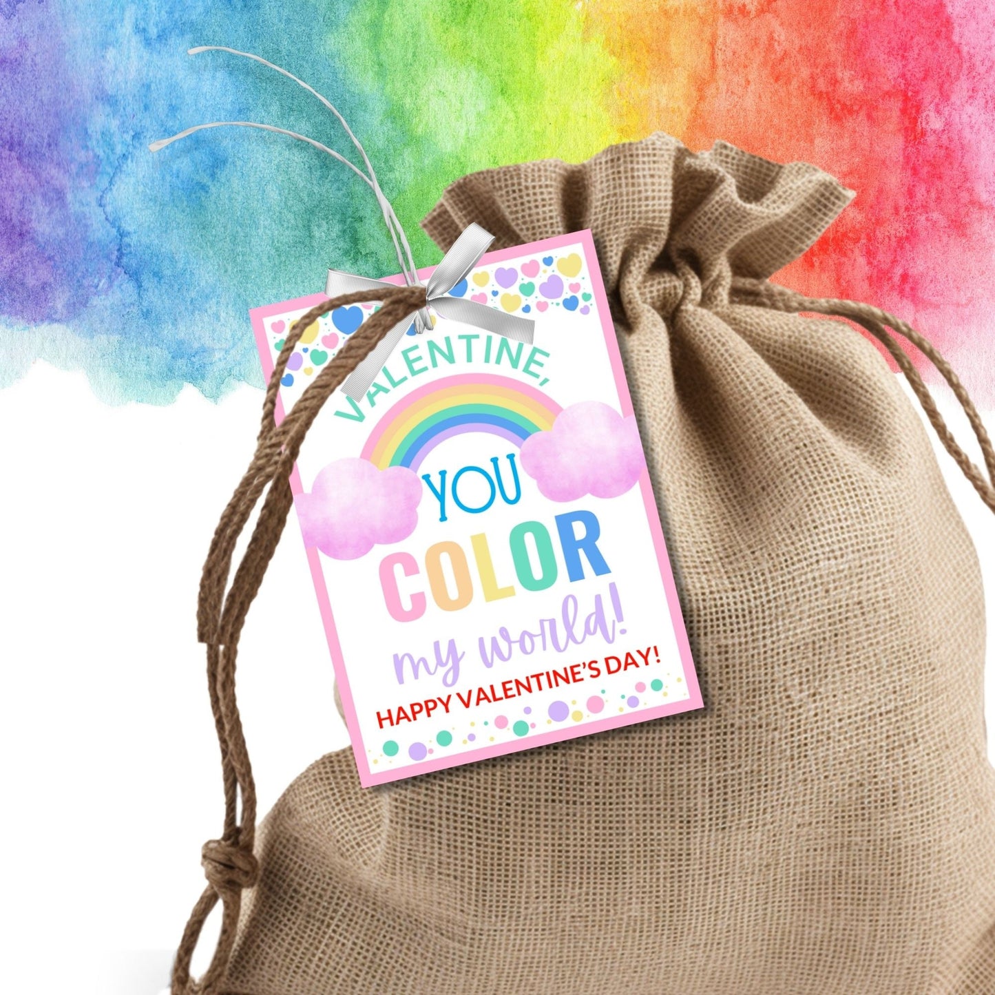 Printable Editable Rainbow Valentine Boy Girl | Valentine Gift Tag | Printable Love | Kids Pop It Valentines | V Day Party Hearts Digital