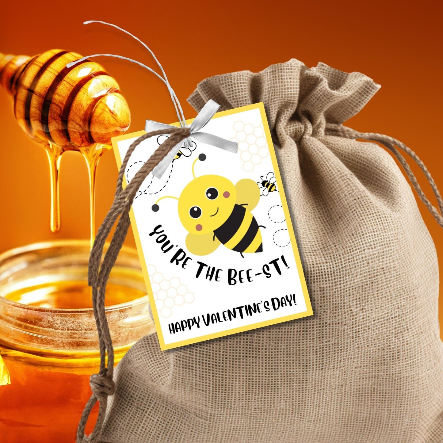 Printable Editable Bee Valentine Tag Bee Mine | Kids Classroom Cute Pun Tag | Honey Bee | Bumblebee | Cookie Tag