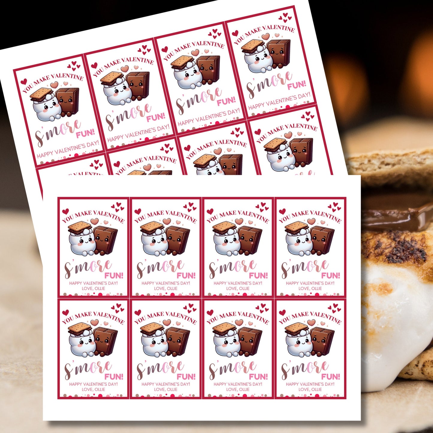 Smores Printable You Make Valentine Smore Fun | Instant Download | Editable | Smores Bar | Smores Valentine Tag | Teacher Friend Smores