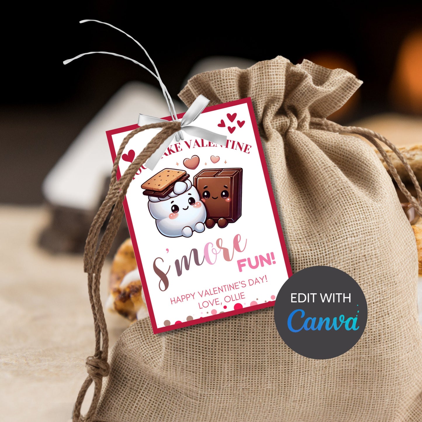 Smores Printable You Make Valentine Smore Fun | Instant Download | Editable | Smores Bar | Smores Valentine Tag | Teacher Friend Smores