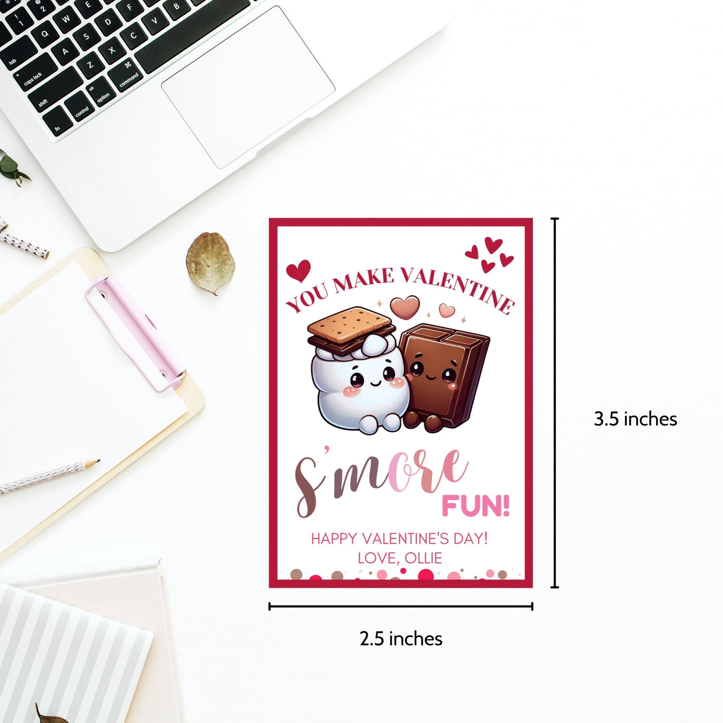 Smores Printable You Make Valentine Smore Fun | Instant Download | Editable | Smores Bar | Smores Valentine Tag | Teacher Friend Smores