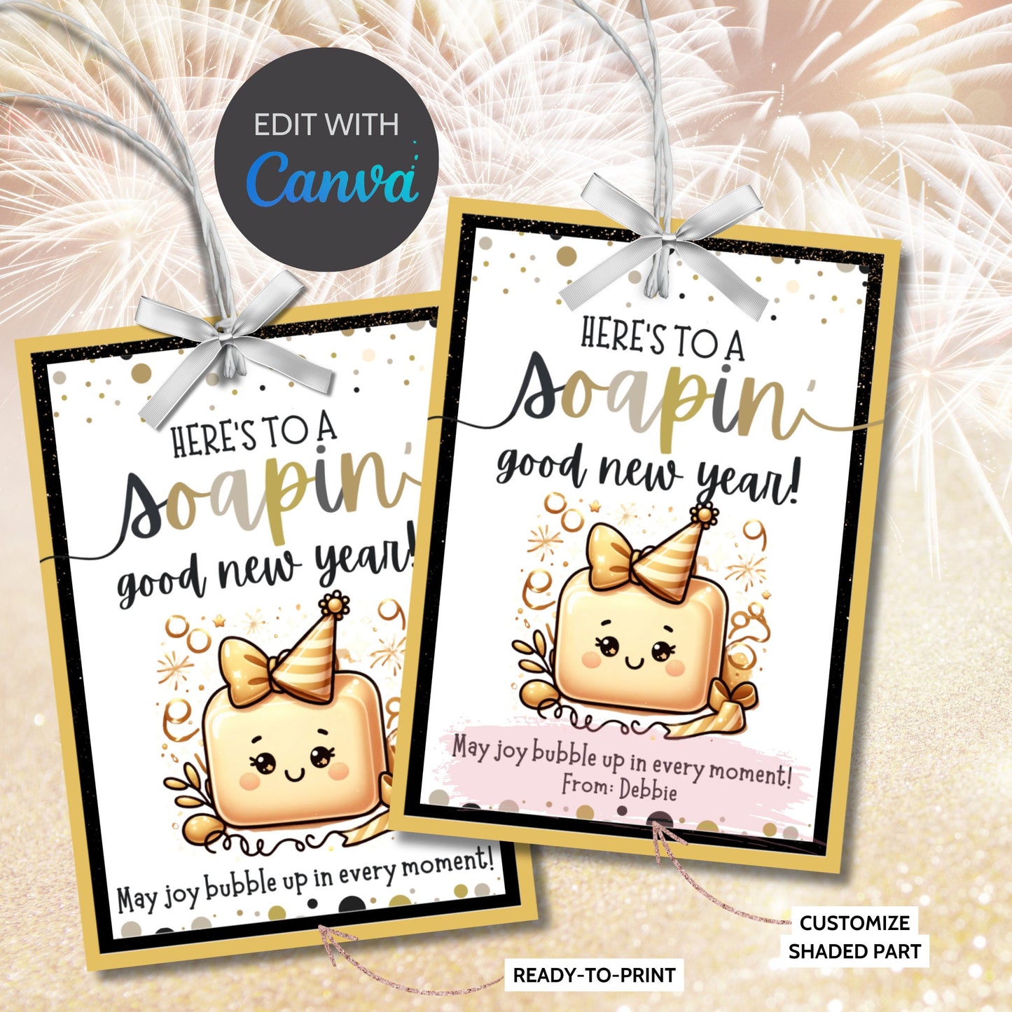 Printable New Year Soap Tag For New Year Gifts Tag, Dish Soap Tag, Body Soap Tag, Hand Soap Tag, Teacher Gift Tag For Soap