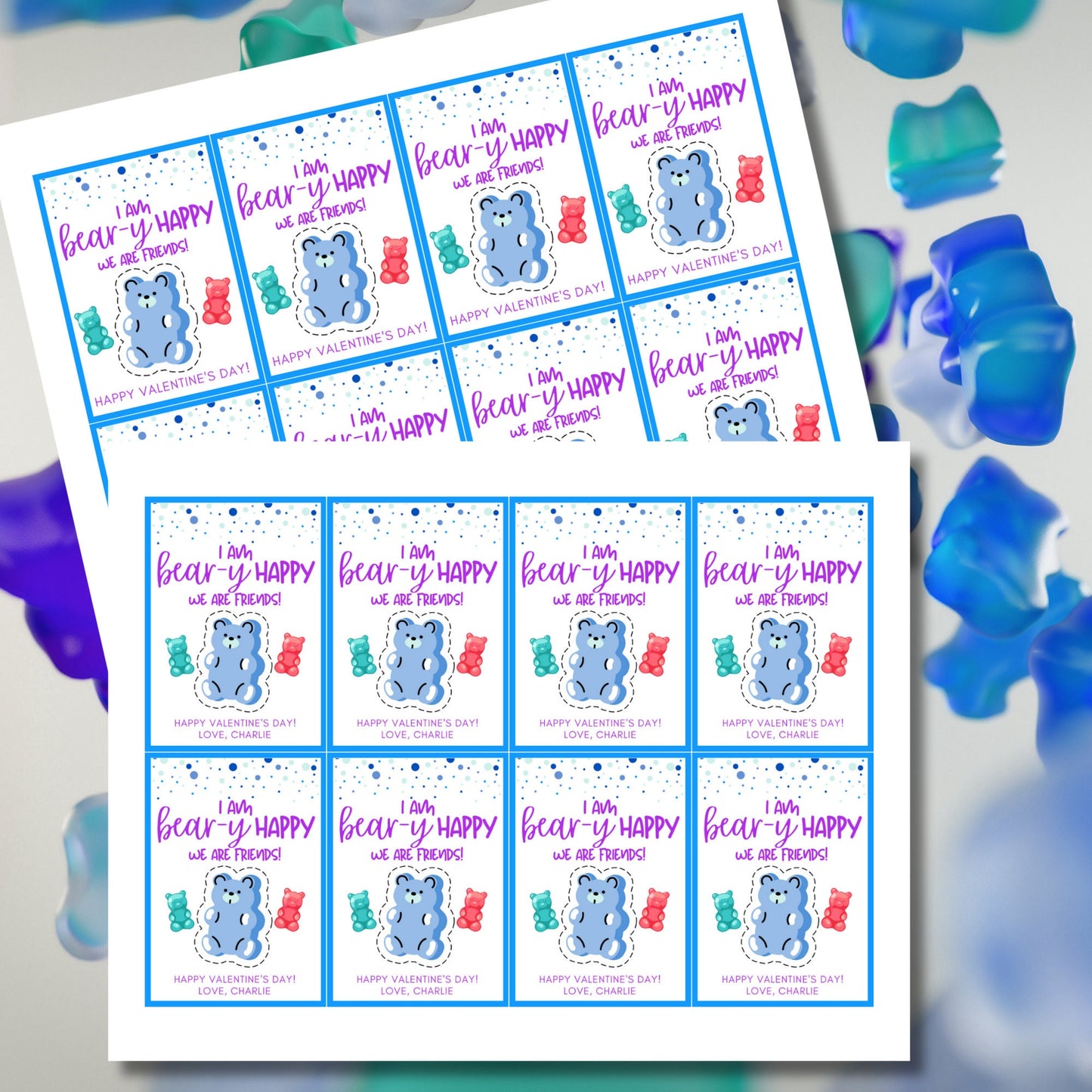 Printable Gummy Bear Valentine Tag from Boy| Gummy Bear Valentine Sticker | Classmate Friend School | Instant Download | Printable Valentine
