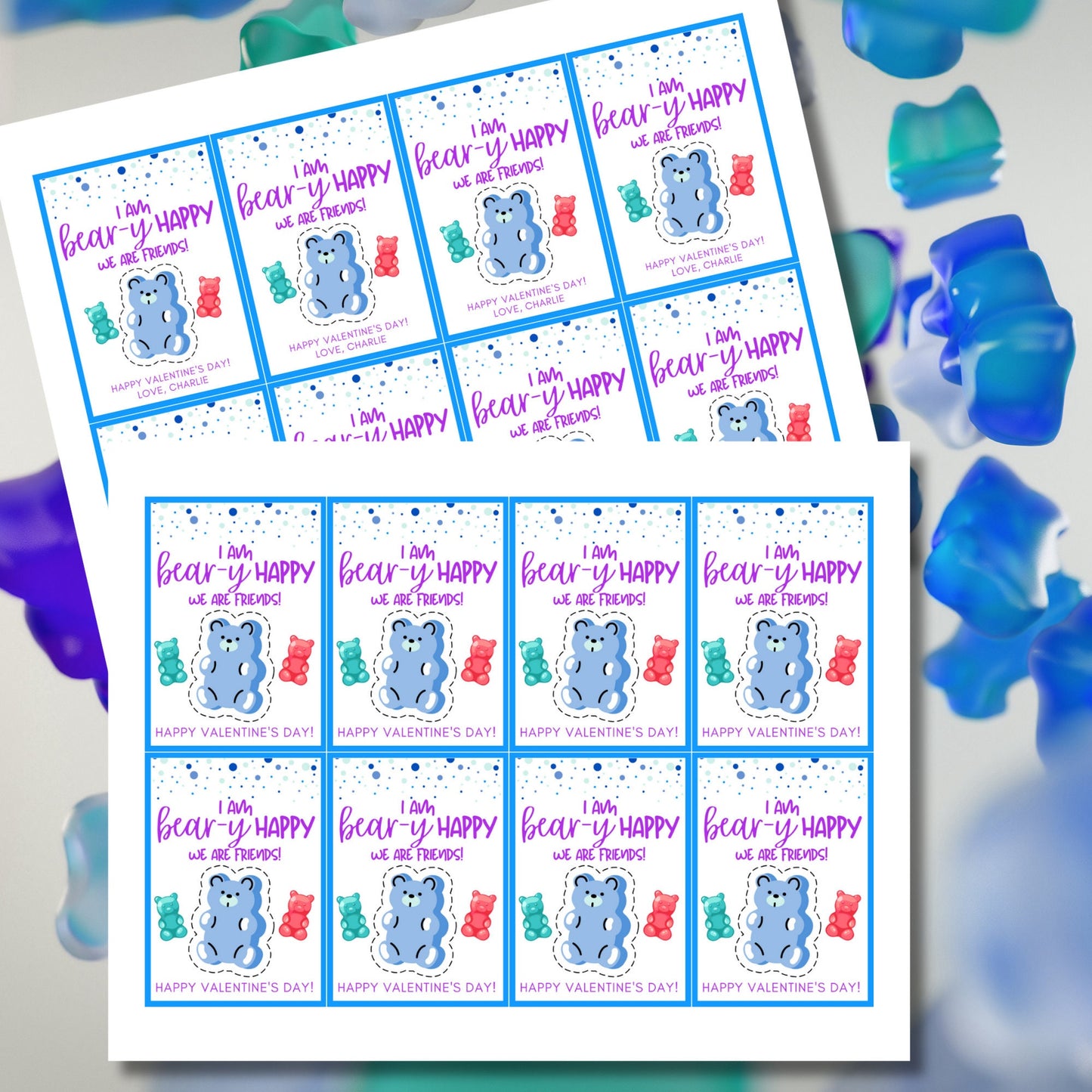Printable Gummy Bear Valentine Tag from Boy| Gummy Bear Valentine Sticker | Classmate Friend School | Instant Download | Printable Valentine