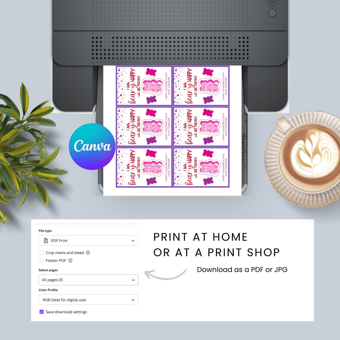 Printable Gummy Bear Valentine Tag | Gummy Bear Valentine Stickers | Classmate Friend School | Instant Download | Printable Valentines