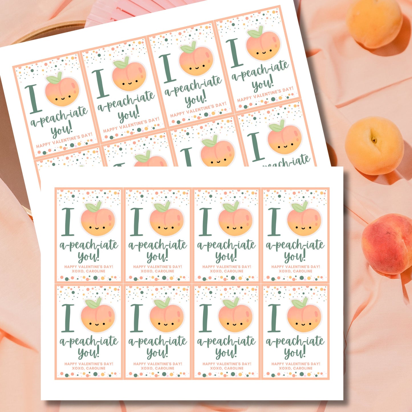 Printable Peach Valentine Tag | I Apeachiate You | Peach Fuzz Valentine Stickers | Instant Download | New Year | Teacher Friend School PTA