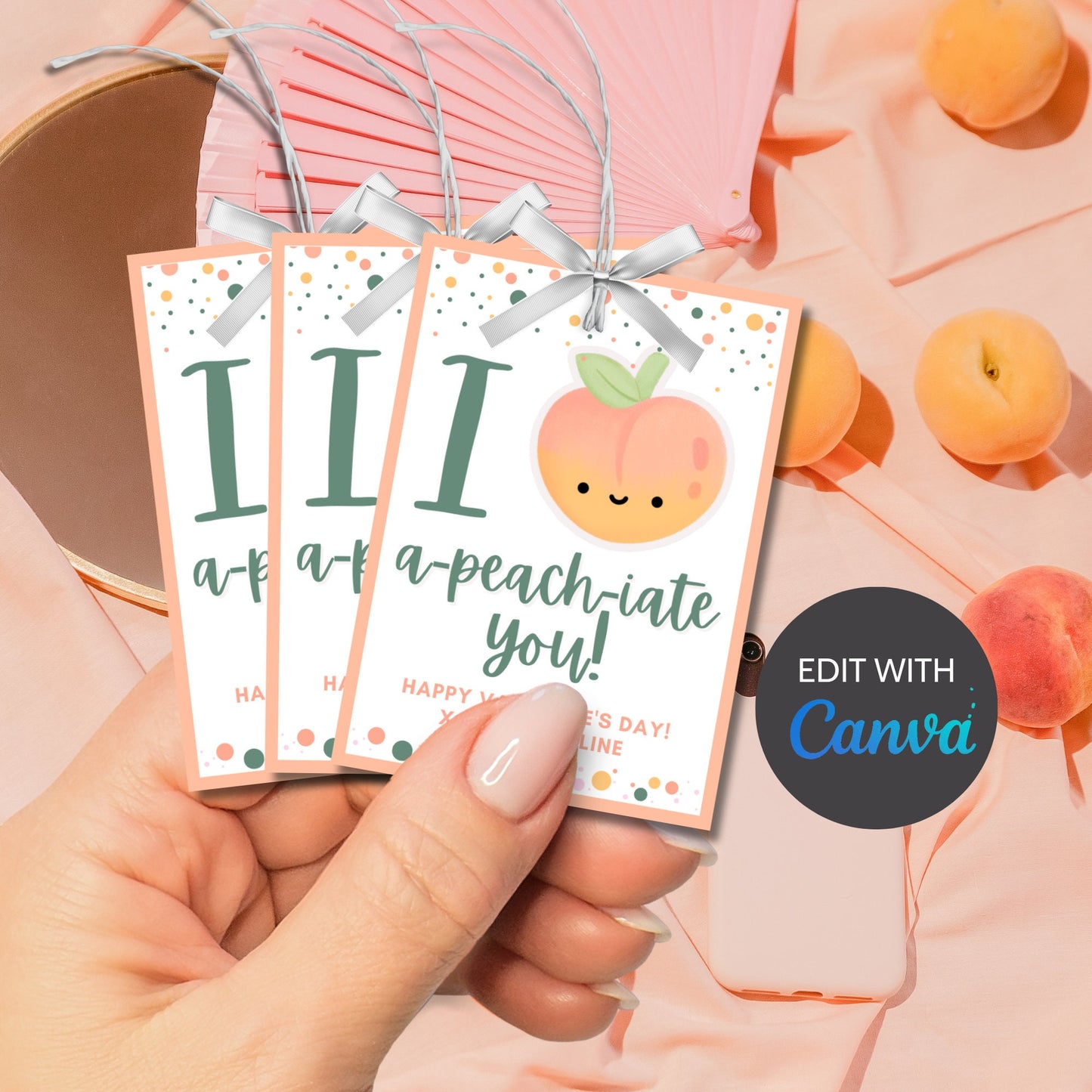 Printable Peach Valentine Tag | I Apeachiate You | Peach Fuzz Valentine Stickers | Instant Download | New Year | Teacher Friend School PTA
