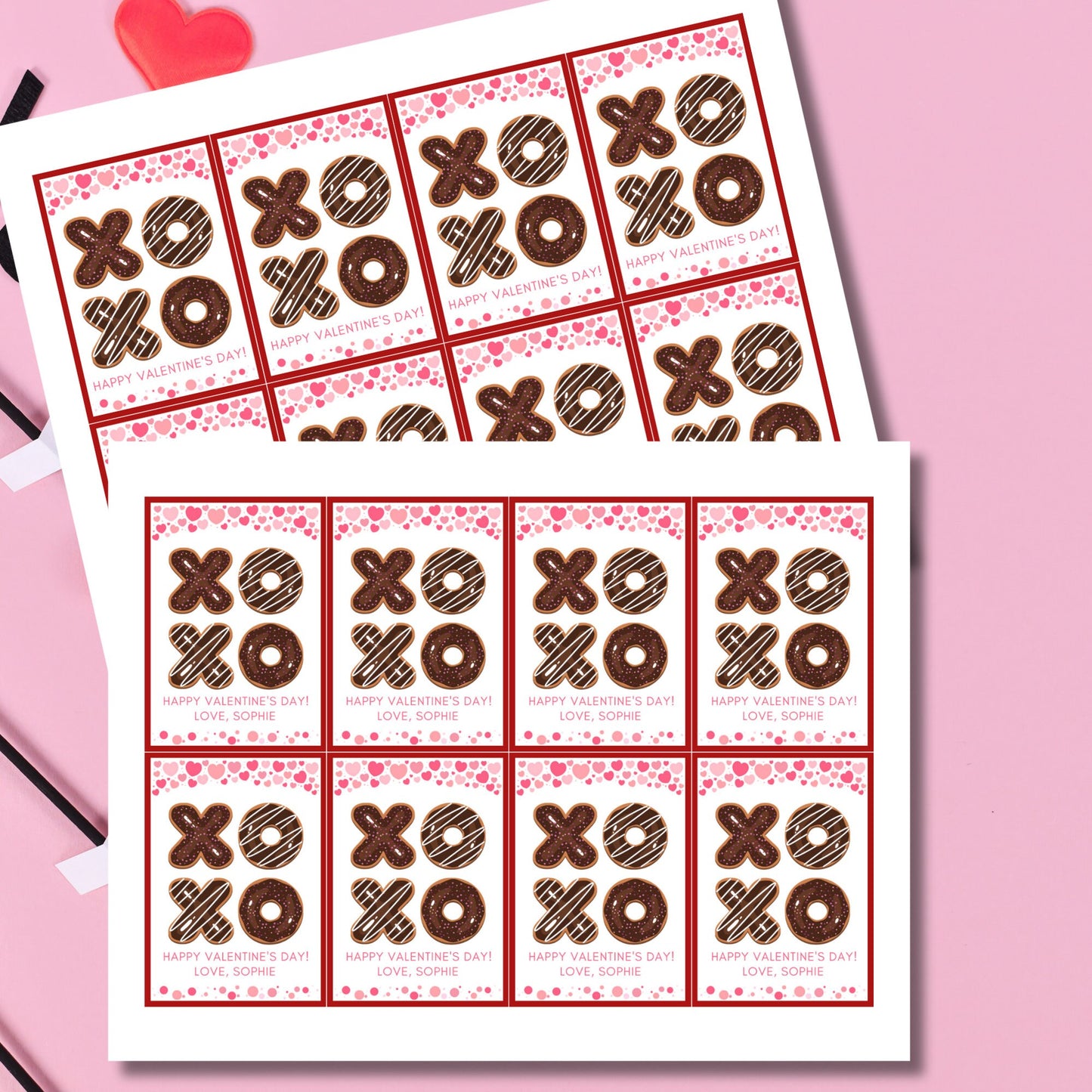 Printable XOXO Valentine Tag Card, Teacher Friend PTO Classroom Valentines, Valentine Treat Bag Tag, Editable with Canva, Instant Download