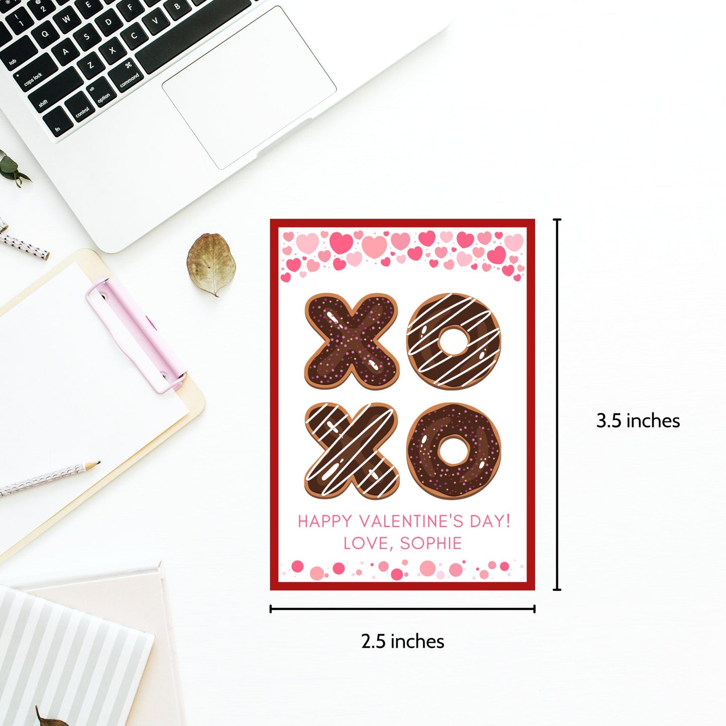 Printable XOXO Valentine Tag Card, Teacher Friend PTO Classroom Valentines, Valentine Treat Bag Tag, Editable with Canva, Instant Download