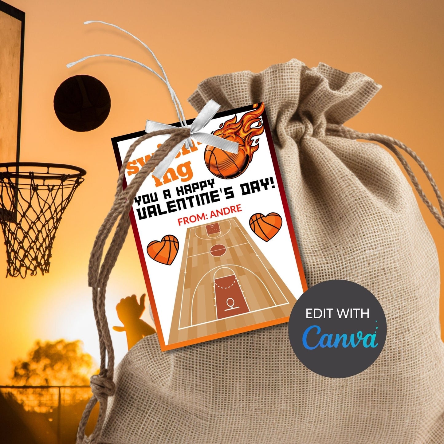 Basketball Valentines Printable Boy | Classroom Valentine | Sports Valentine Day Tag | Instant Download | Slam Dunk | Kids Valentine Cards