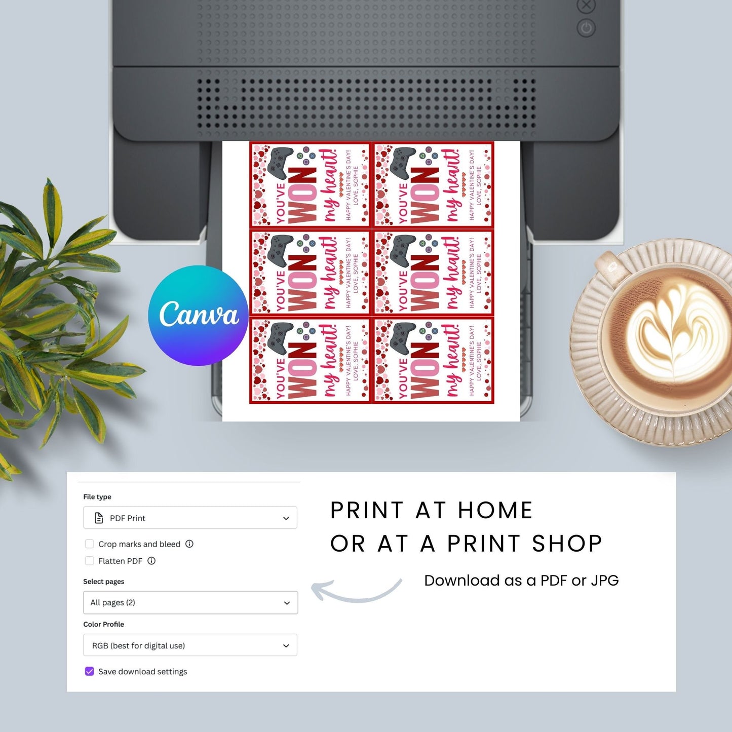 Printable Gamer Valentine | Classroom Valentine | Youve Won My Heart | Easy Valentine | Editable Video Game Valentine | Instant Download