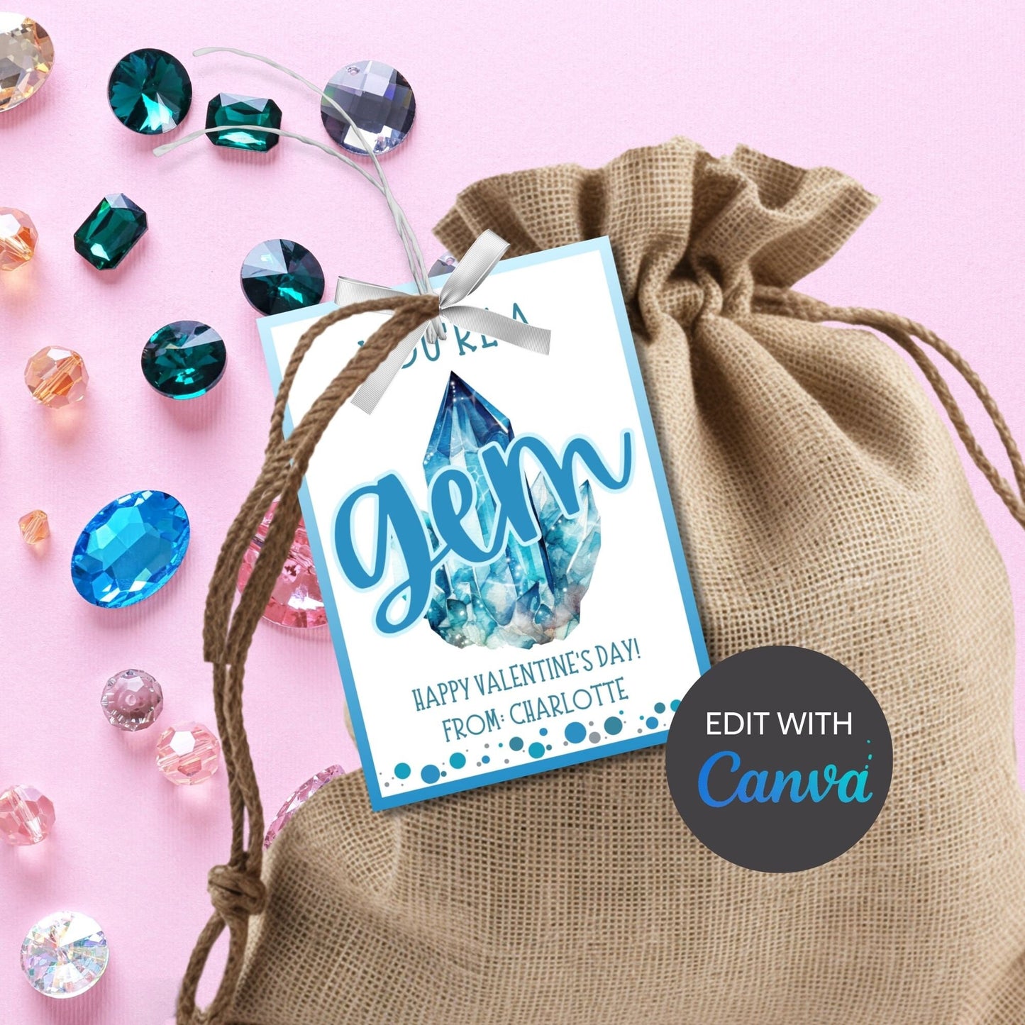 Gem Jewel Youre a Gem Valentines Printable Girl Boy | Friend Coworker Classmate Valentine | Instant Download | Kids Valentines Cards