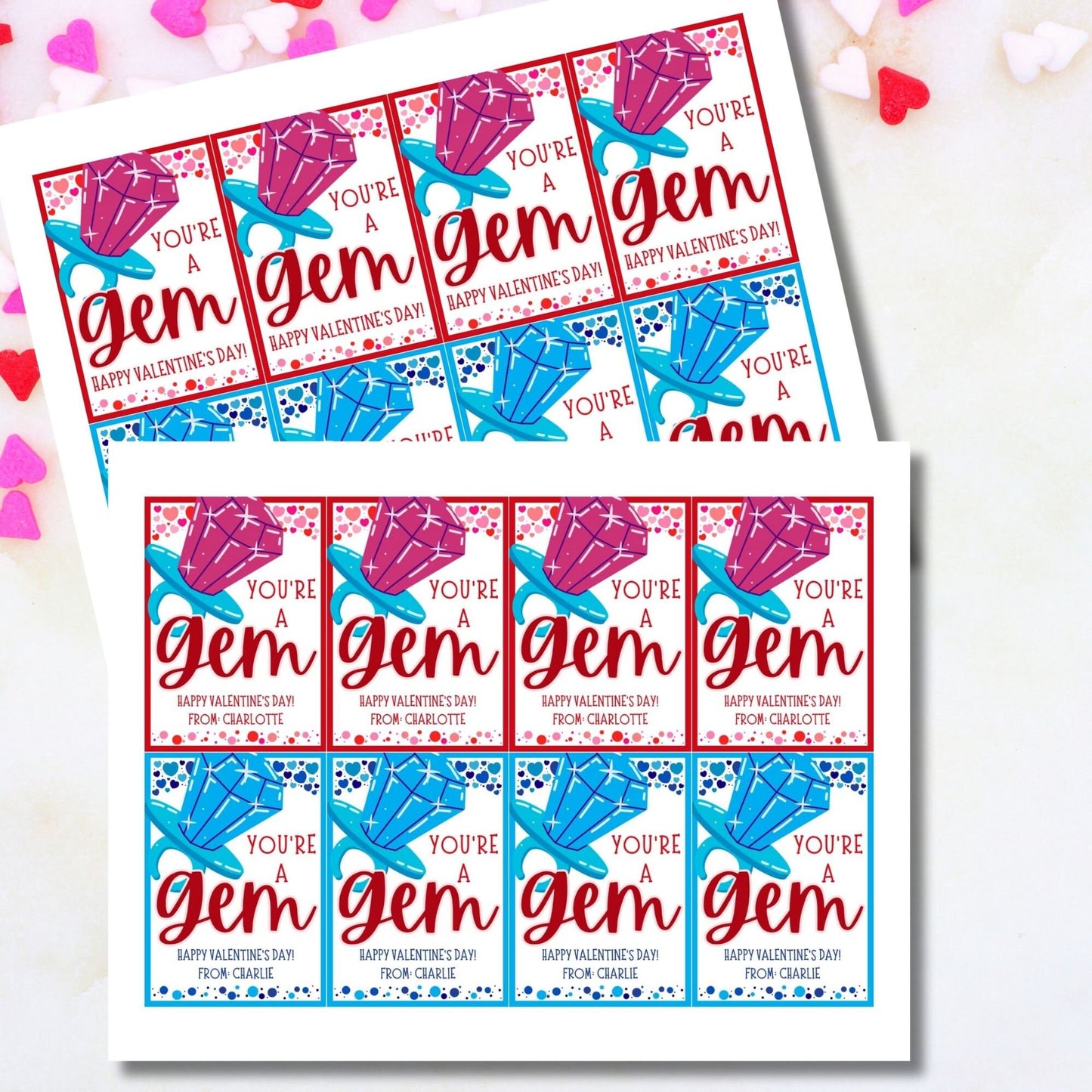 Ring Pop Gem Youre a Gem Valentines Printable Girl Boy | Kids Classmate Classroom Friend Valentine | Instant Download | Kids Valentines Card