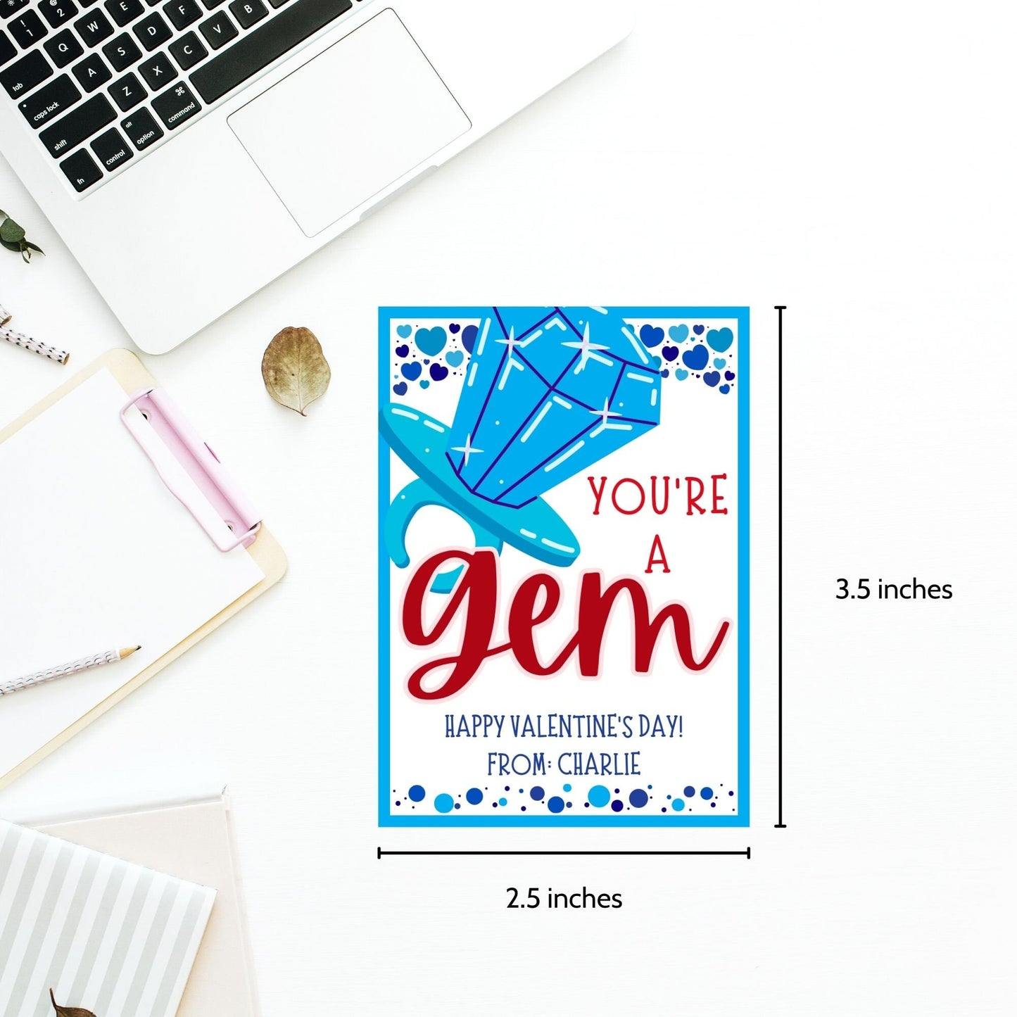 Ring Pop Gem Youre a Gem Valentines Printable Girl Boy | Kids Classmate Classroom Friend Valentine | Instant Download | Kids Valentines Card